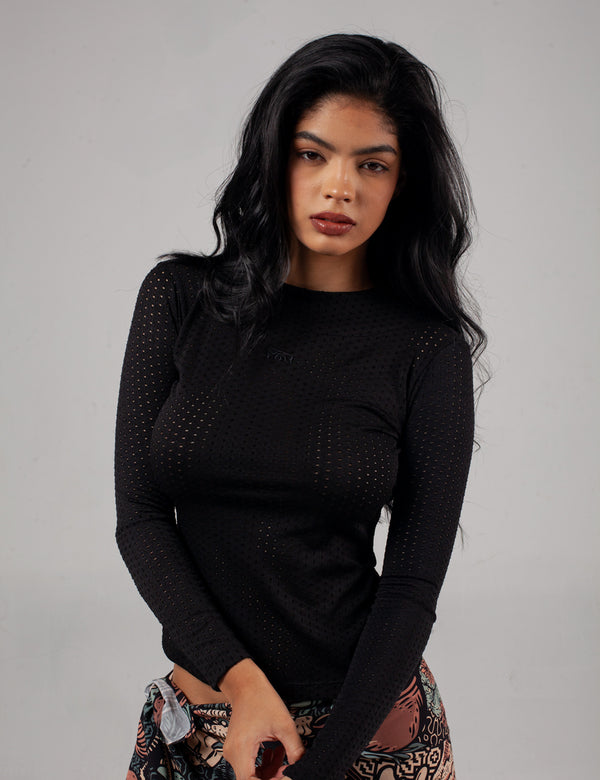 PIT Long Sleeve Camibuso Black Woman