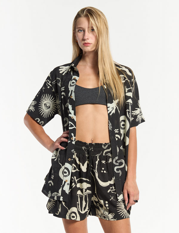 Regular Fit Chacras Shirt Black + Ecru Women's