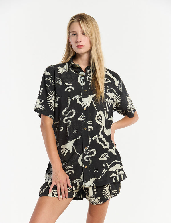 Regular Fit Chacras Shirt Black + Ecru Women's