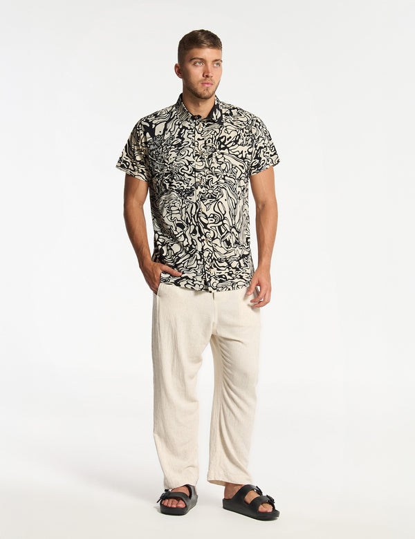 Pareidolia Regular Fit Shirt Black + Ecru Men