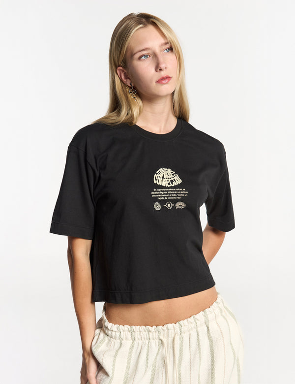Women's Black Woody Oversize T-Shirt