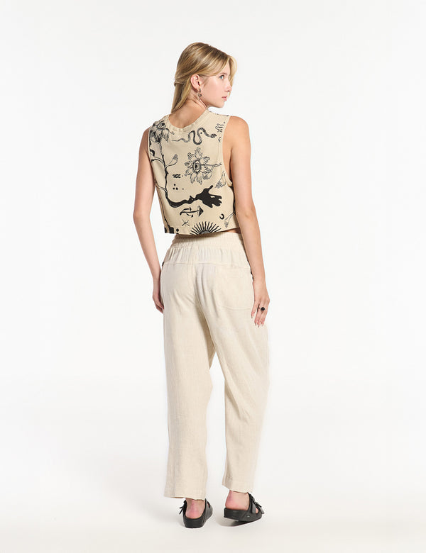 Crop Top High Neck Forest Sand Women