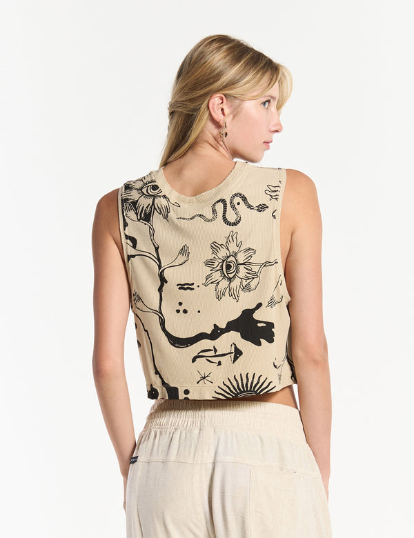Crop Top High Neck Forest Sand Women