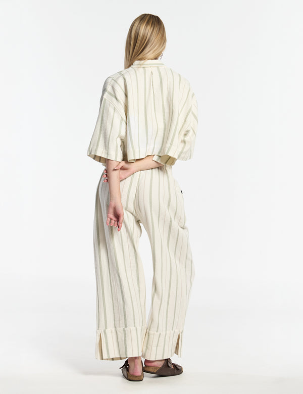 Women's Sport Collar Short Sleeve Reggae Shirt Raw + Green