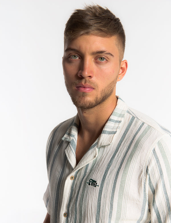 Men’s Surf Line Raw + Green Short-Sleeve Sport Collar Shirt