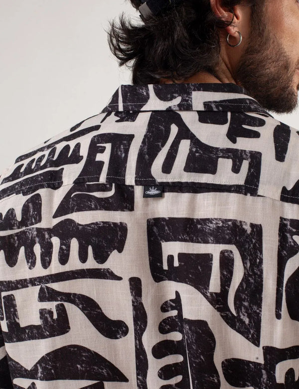 Short Sleeve Sport Collar Shirt Copto Black + Blush Pink Men