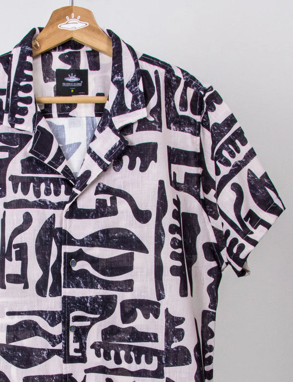 Copto Black + Pale Pink Short Sleeve Sport Collar Unisex Shirt