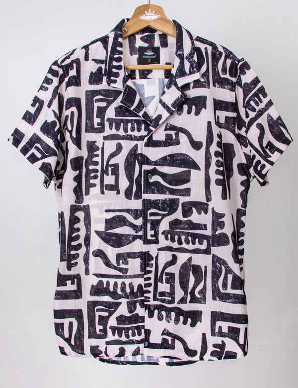 Copto Black + Pale Pink Short Sleeve Sport Collar Unisex Shirt