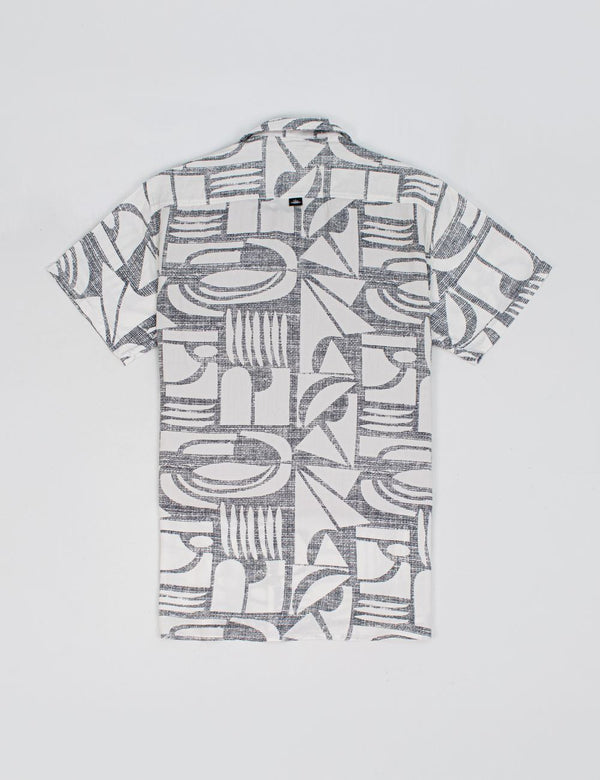 Men’s Colibri ecru + Black Short-Sleeve Sport Collar Shirt