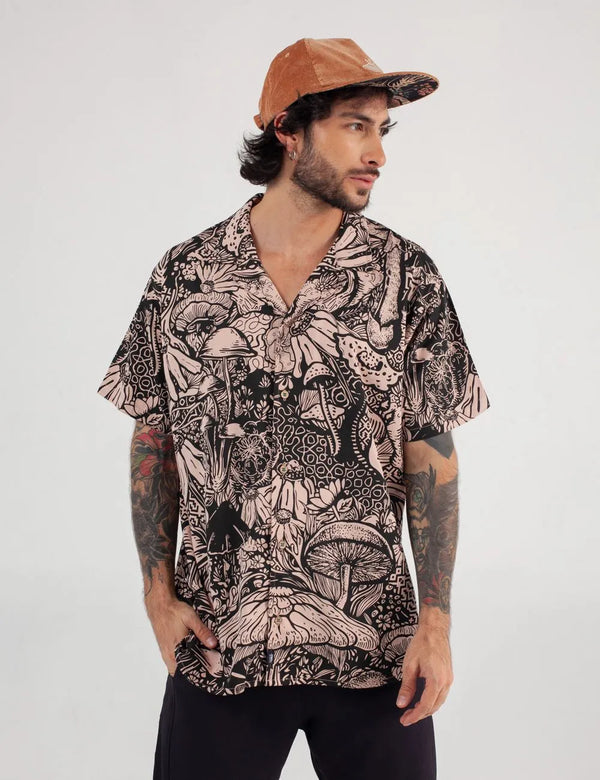 Landsky Coral Men's Short Sleeve Sport Collar Shirt