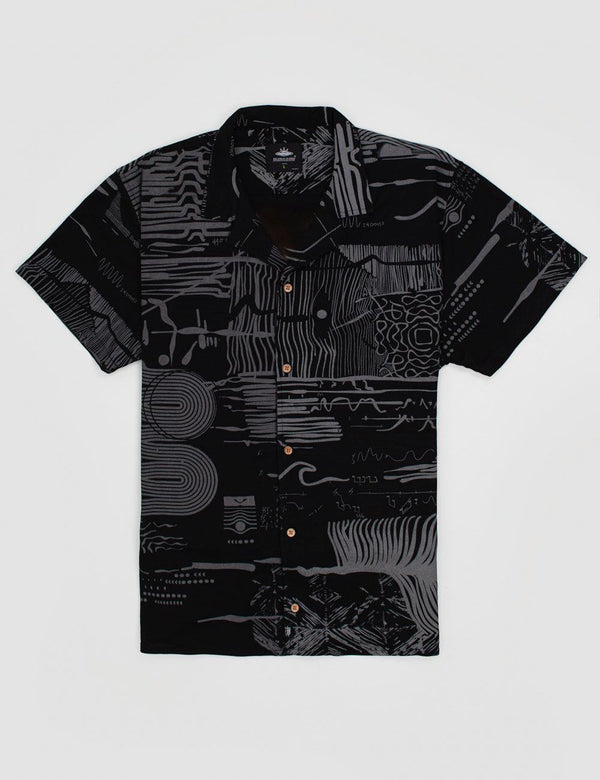 Men’s Sinestesia Black Short-Sleeve Sport Collar Shirt