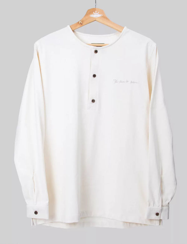 Sage Men's  Ecru Long Sleeve Sport Collar Shirt