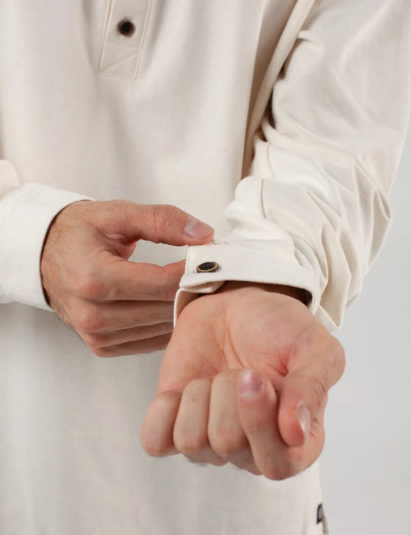 Sage Men's  Ecru Long Sleeve Sport Collar Shirt