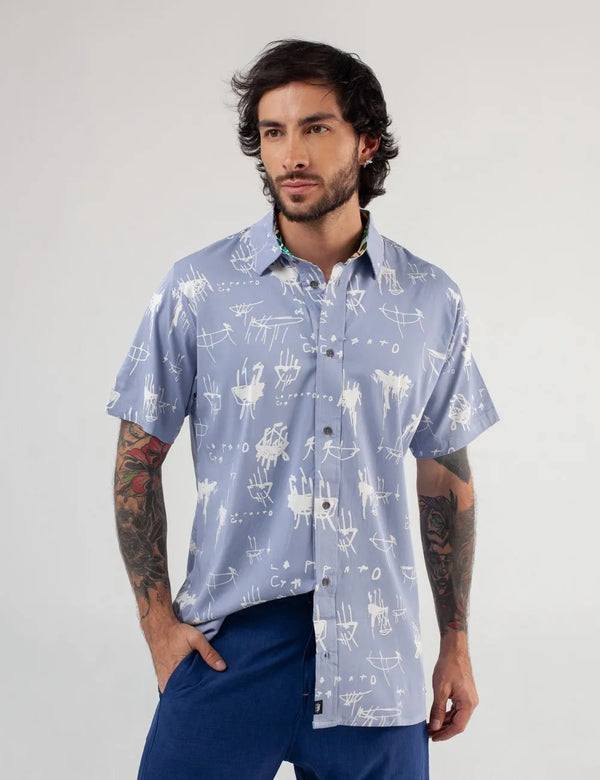 Le Panto Regular Fit Light Blue Shirt Men