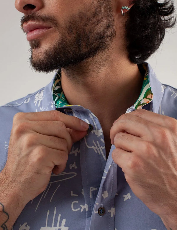 Le Panto Regular Fit Light Blue Shirt Men