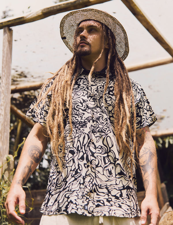 Pareidolia Regular Fit Shirt Black + Ecru Men