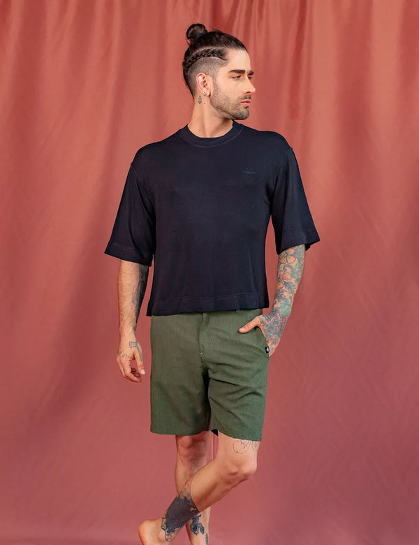 UFO Cropped Unisex Oversize black T-shirt