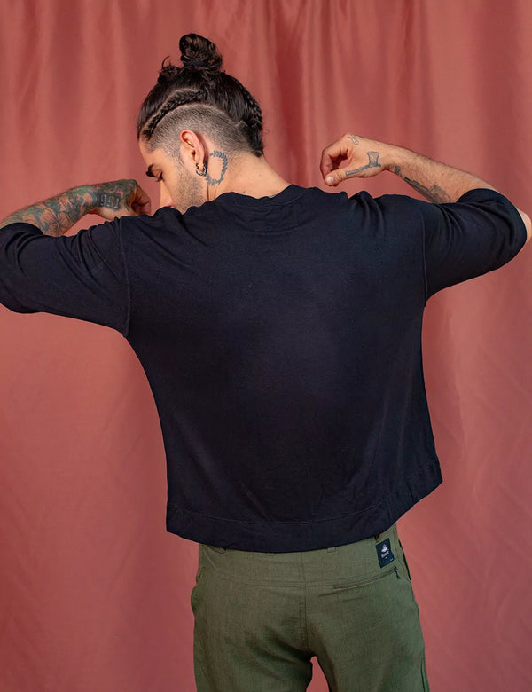 UFO Cropped Unisex Oversize black T-shirt