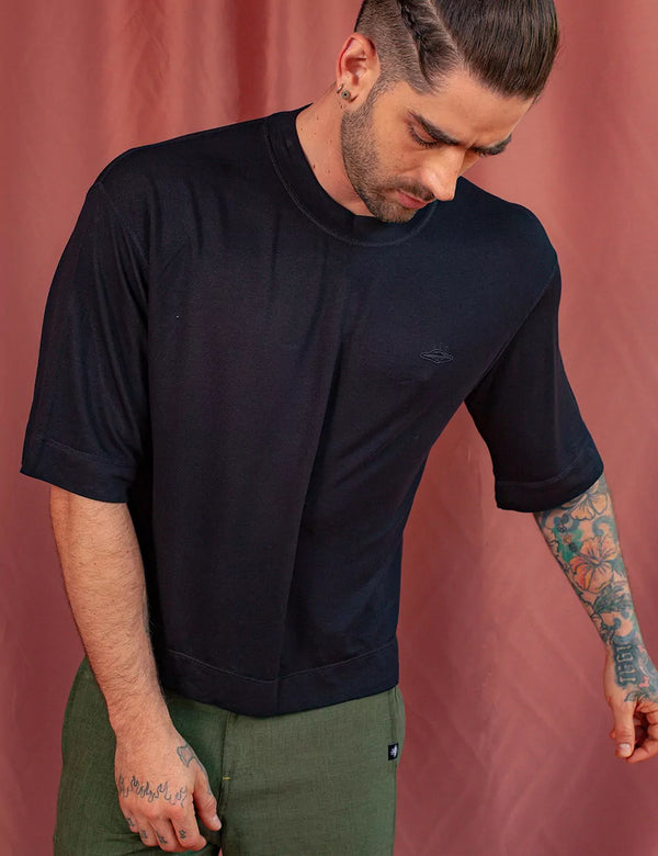 UFO Cropped Unisex Oversize black T-shirt