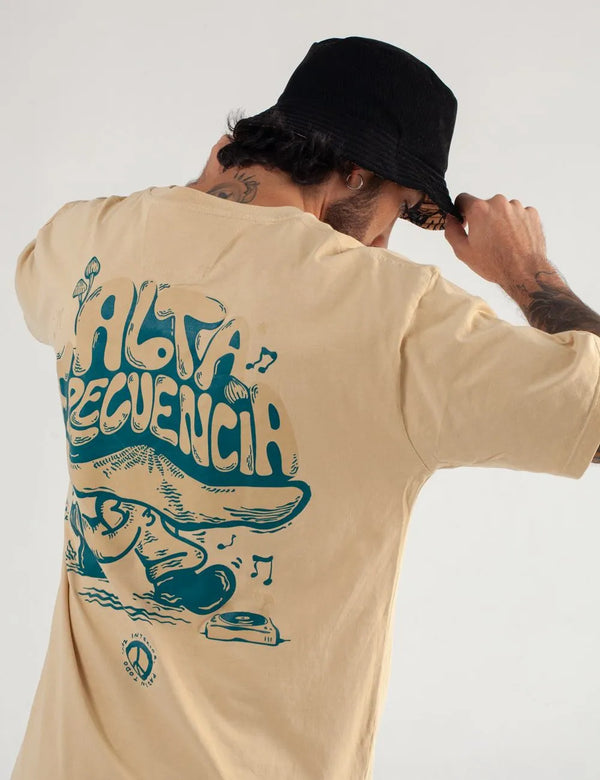 High Frequency Men's Oversized Sand T-Shirt