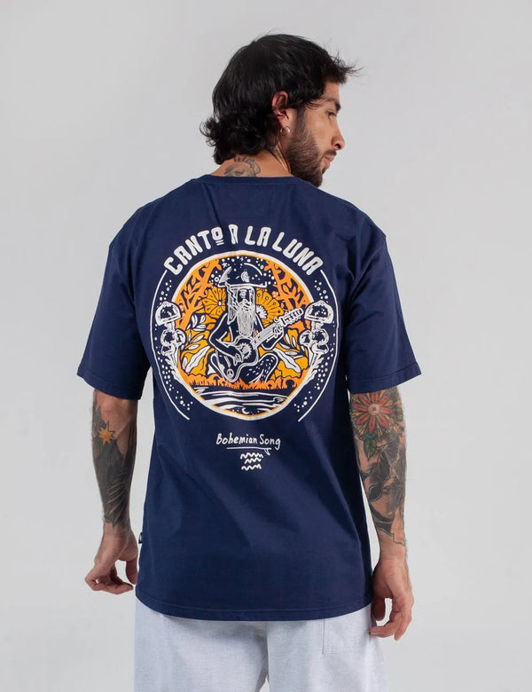 Canto a la luna Oversize Men Blue Navy T-shirt