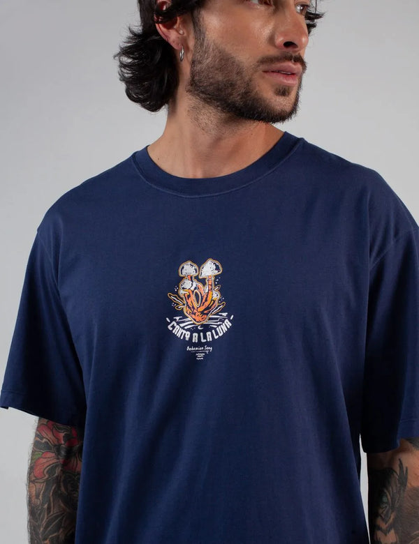 Canto a la luna Oversize Men Blue Navy T-shirt