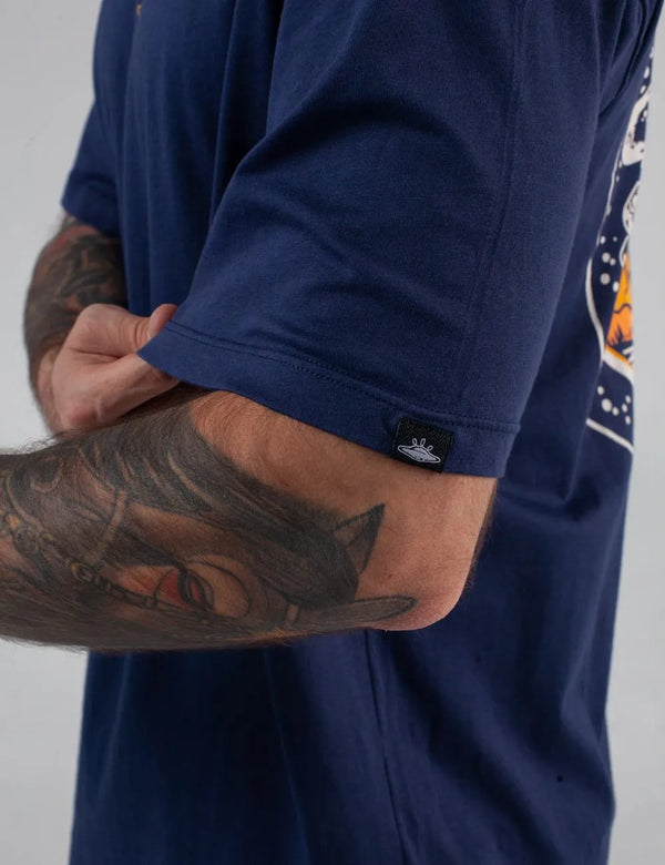 Canto a la luna Oversize Men Blue Navy T-shirt