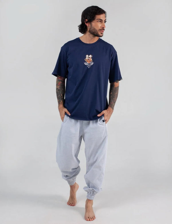 Canto a la luna Oversize Men Blue Navy T-shirt