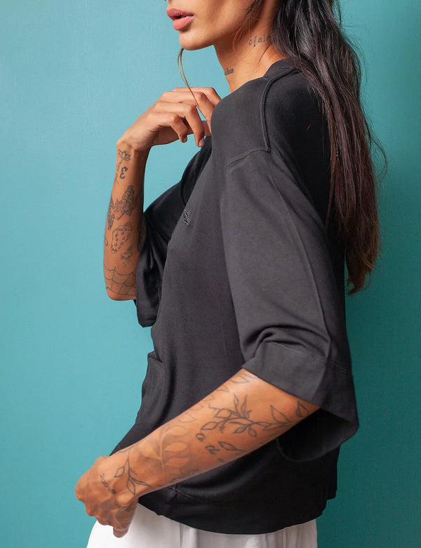 UFO black Cropped Oversize Unisex T-shirt