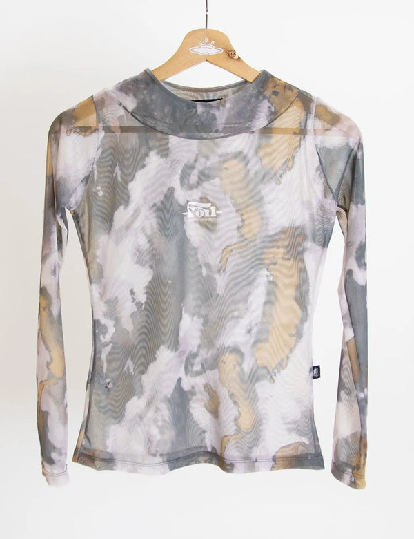 Butterfly Long Sleeve Mesh Military Green Women´s Crop Top