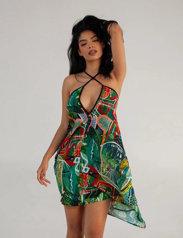 Yagé Multicolor Women Cross Strap Dress
