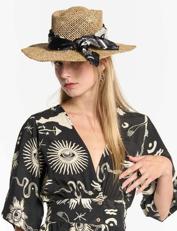 Savia Semi-Fitted Dress Black + Ecru Women