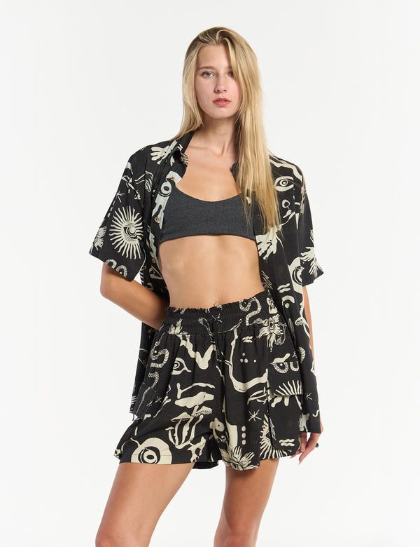 Regular Fit Chacras Shirt Black + Ecru Women's