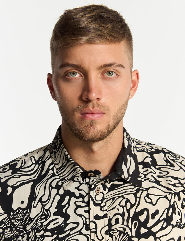 Pareidolia Regular Fit Shirt Black + Ecru Men