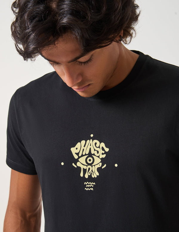Men’s Face Trip Black Regular-Fit T-Shirt