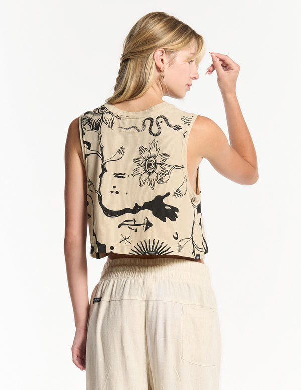 Crop Top High Neck Forest Sand Women