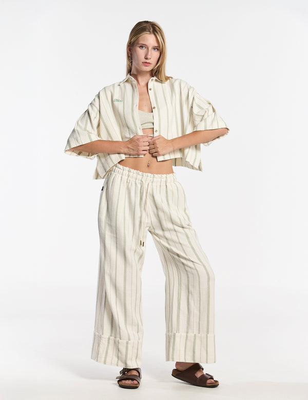 Women's Sport Collar Short Sleeve Reggae Shirt Raw + Green