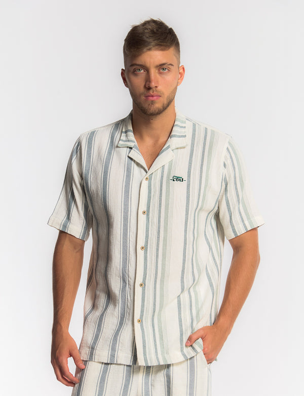 Men’s Surf Line Raw + Green Short-Sleeve Sport Collar Shirt