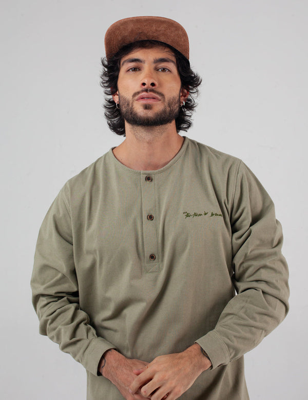 Men's Pistachio Green Khat Sport Collar Long Sleeve Shirt