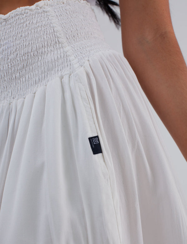 Sabina off white Smocked Waist Womens Palazzo Pants