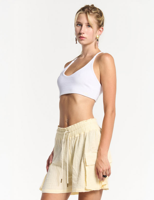 Women's Pastel Yellow Sun Cargo Shorts