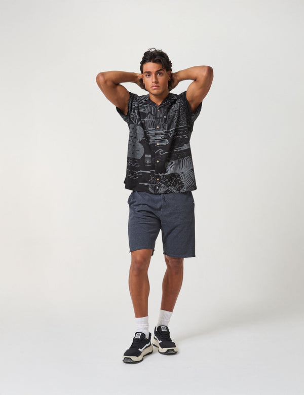 Men’s Sinestesia Black Short-Sleeve Sport Collar Shirt