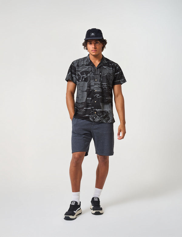 Men’s Sinestesia Black Short-Sleeve Sport Collar Shirt