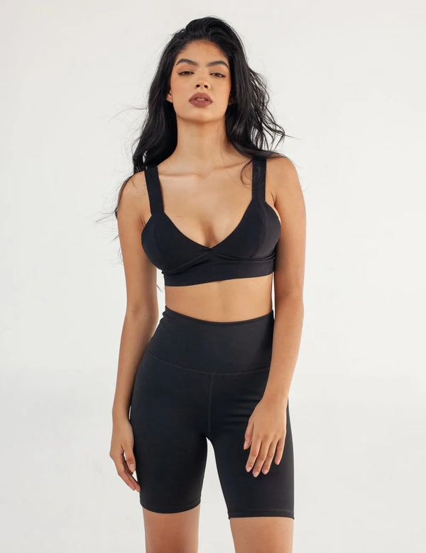 Black High Waisted Bike Short for Women