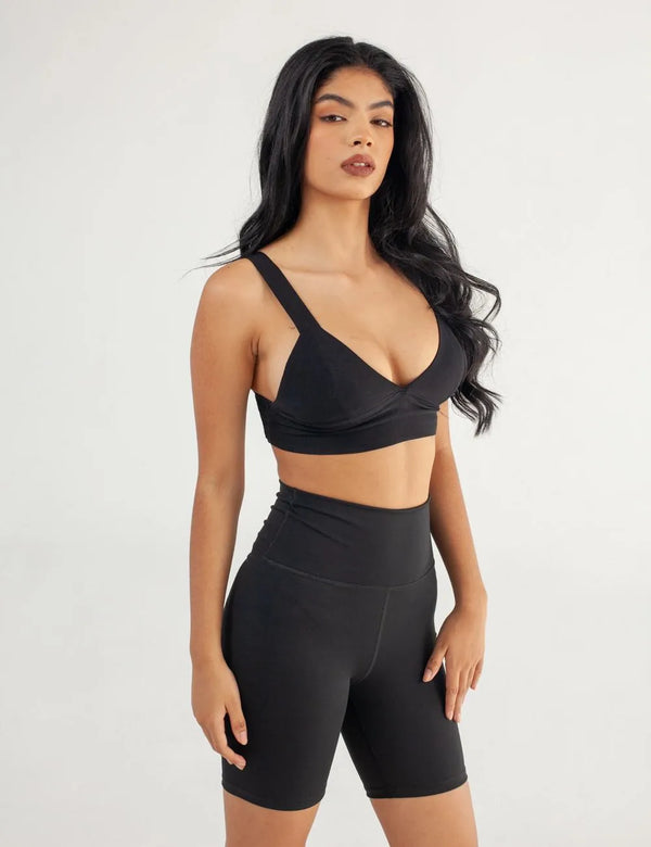 Black High Waisted Bike Short for Women