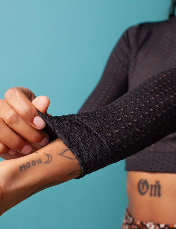 Night black Crop Top Long Woman´s Sleeve