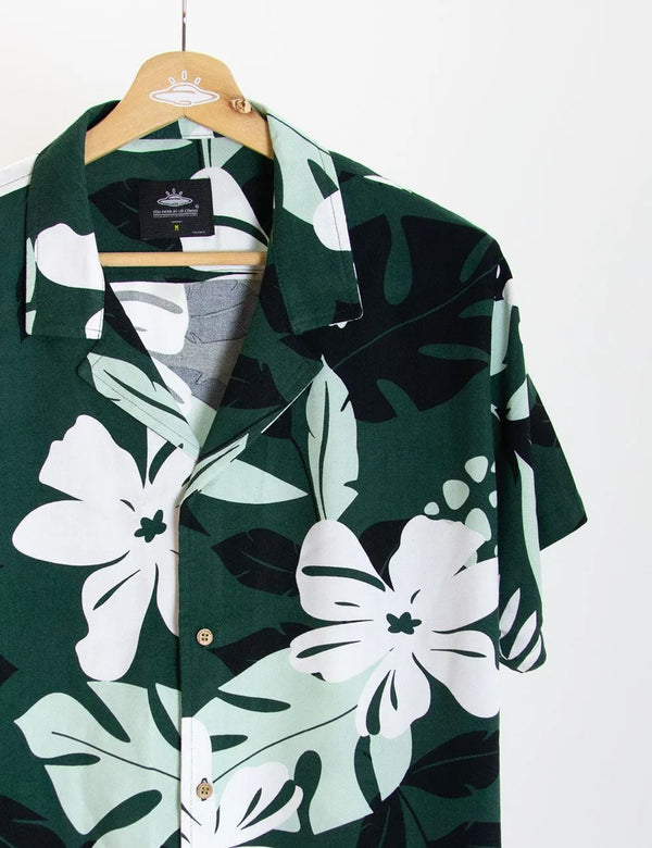 Monstera Men's Jade Green Short Sleeve Sport Collar Shirt