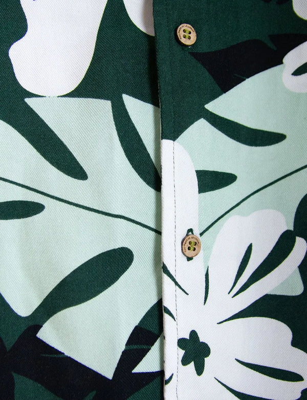 Monstera Men's Jade Green Short Sleeve Sport Collar Shirt