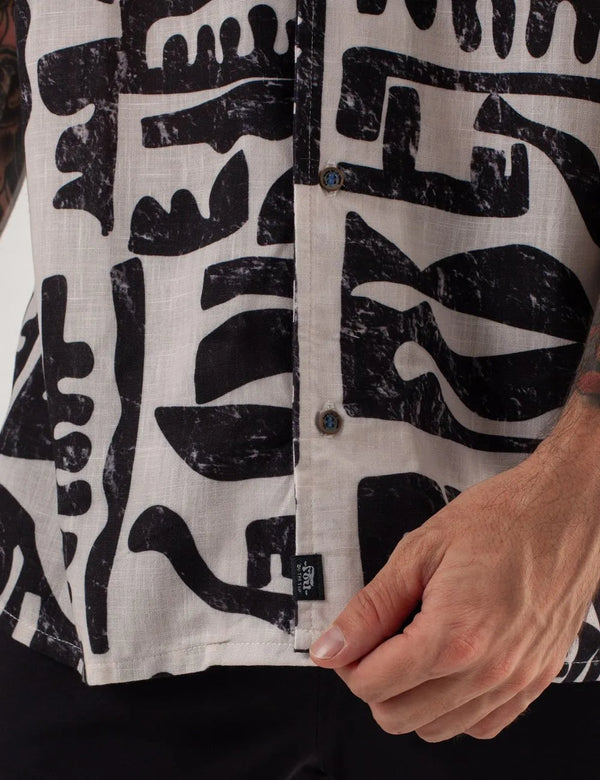 Short Sleeve Sport Collar Shirt Copto Black + Blush Pink Men