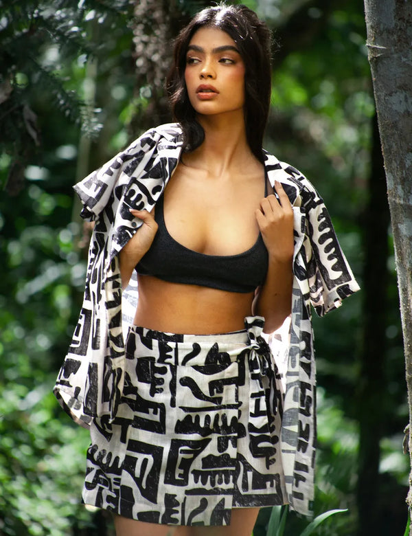 Copto Black + Pale Pink Short Sleeve Sport Collar Unisex Shirt